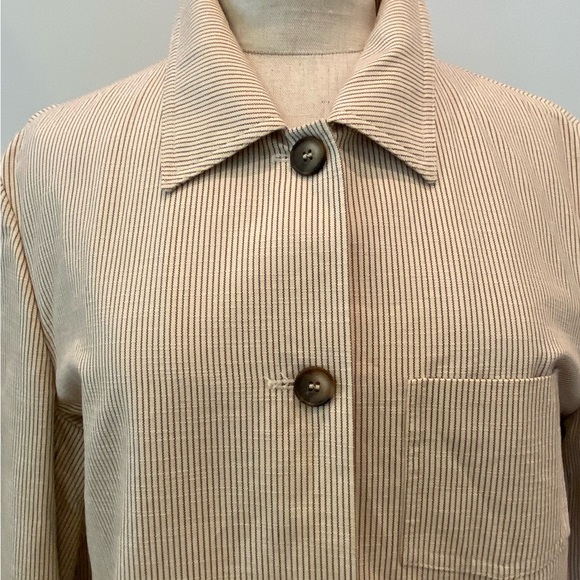 Brooks Brothers 2 PC Womens Tan w Brown Pinstripes Jacket & Skirt Set / Size 16 - Picture 9 of 16
